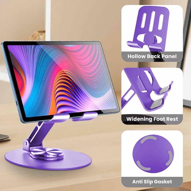 Lusosh Universal Metal Cell Phone Stand, Multi-Angel Adjustable 360° Rotation Non-Slip Metal Phone Stand Compatible with iPhone 17 16 Pro Max and All Smartphones (Purple) - Image 5